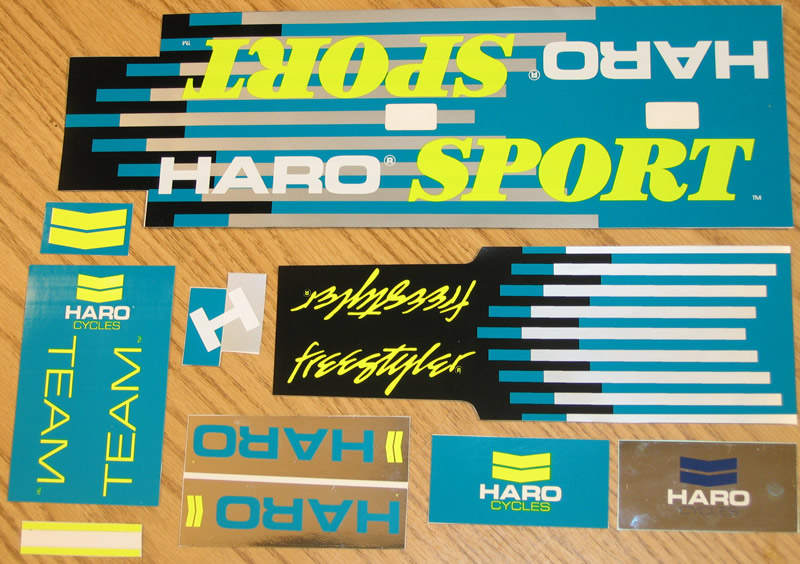 1987 Haro Sport Team Model Sticker Set - Turquoise / Black
